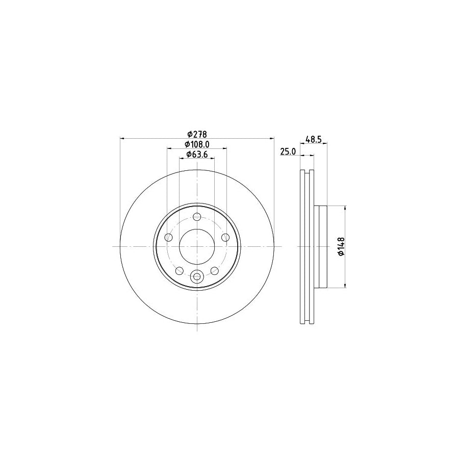 Hella 8DD 355 126-561 Brake Disc For Volvo V40 Estate