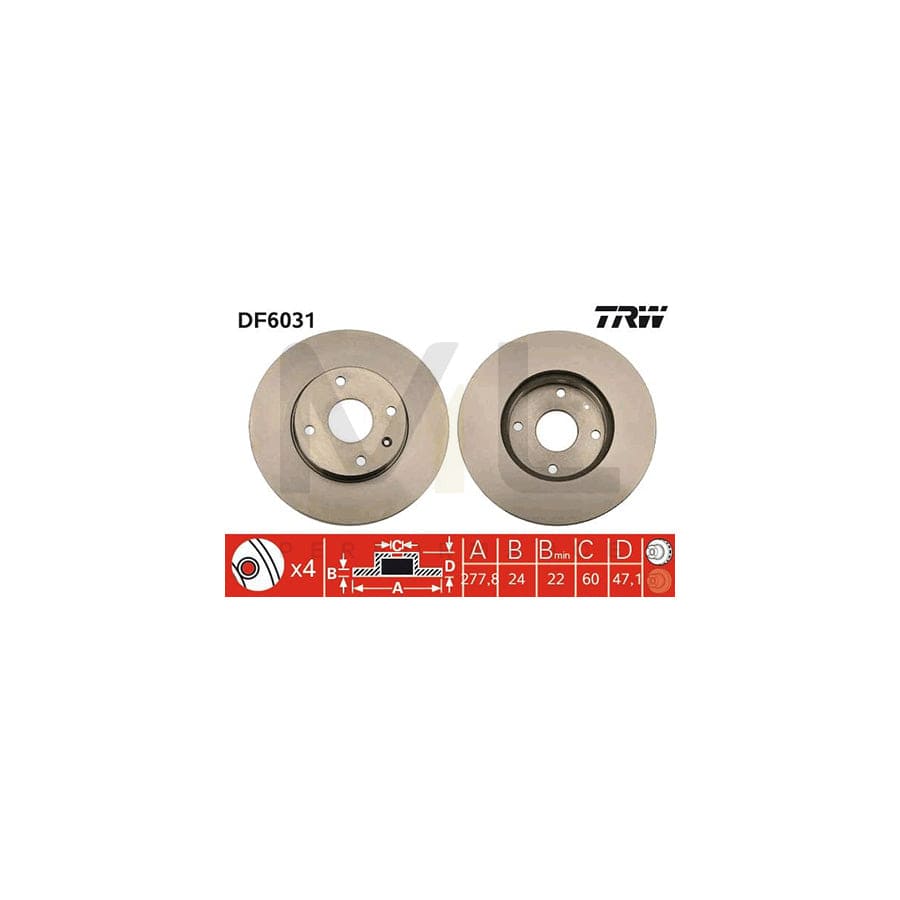 TRW DF6031 Brake Disc Vented, Painted, High-carbon | ML Performance Car Parts