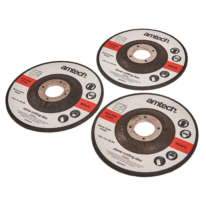 Amtech 3pcs. 115mm Stone Cutting Disc | ML Performance DIY & Power Tools