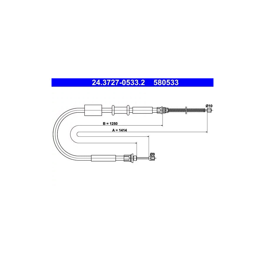 ATE 24.3727-0533.2 Hand Brake Cable For Lancia Y (840)