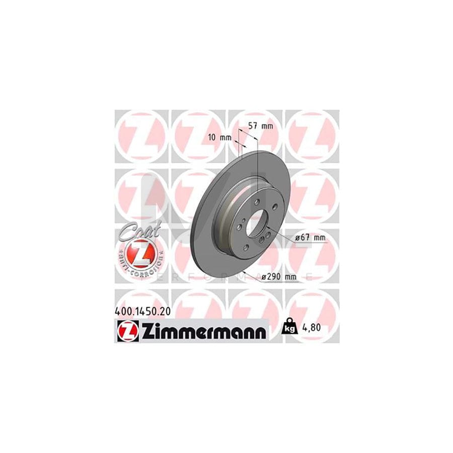 ZIMMERMANN COAT Z 400.1450.20 Brake Disc suitable for MERCEDES-BENZ SL Convertible (R129) Solid, Coated | ML Performance Car Parts