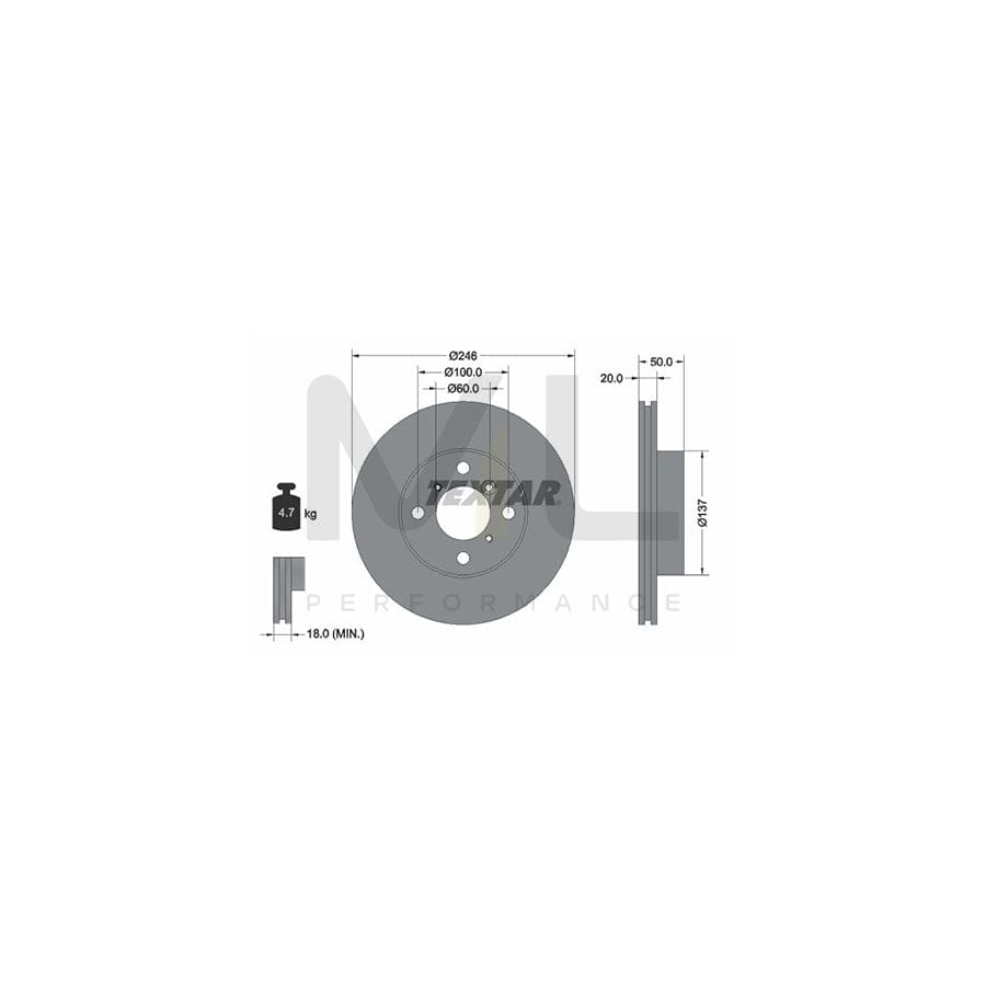 TEXTAR 92104500 Brake Disc Internally Vented, without wheel hub, without wheel studs | ML Performance Car Parts