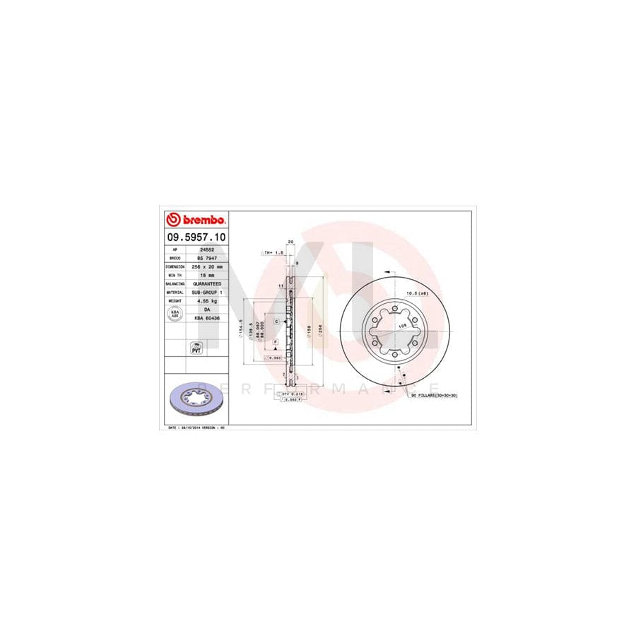 BREMBO 09.5957.10 Brake Disc Internally Vented | ML Performance Car Parts