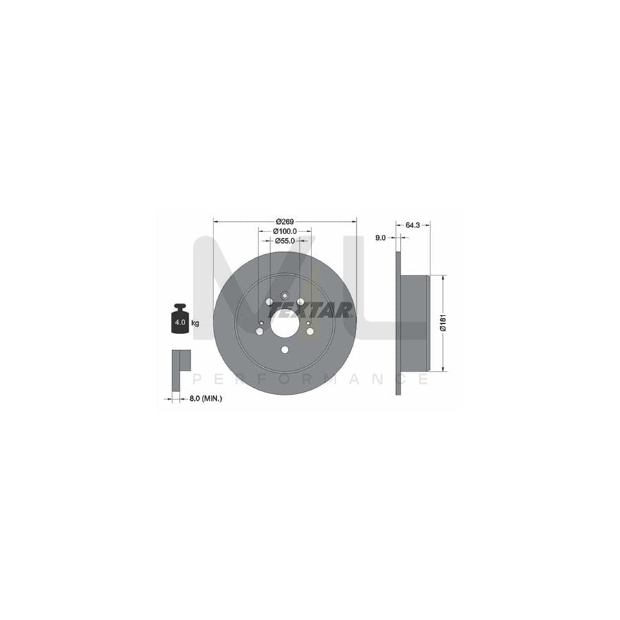 TEXTAR 92090700 Brake Disc Solid, without wheel hub, without wheel studs | ML Performance Car Parts