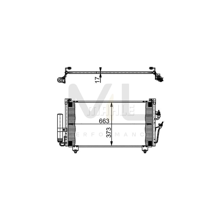 MAHLE ORIGINAL AC 361 000S Air conditioning condenser for MITSUBISHI Outlander I Off-Road (CU) with dryer, with seal ring | ML Performance Car Parts