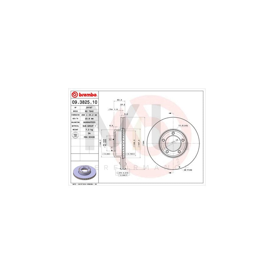 BREMBO 09.3825.10 Brake Disc Internally Vented | ML Performance Car Parts