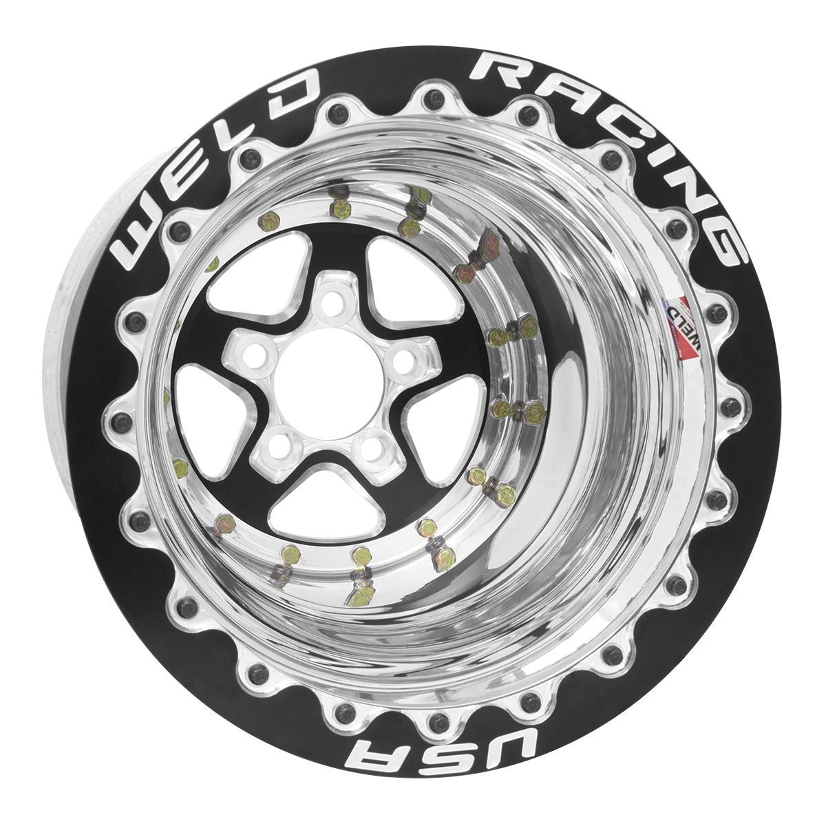 Weld 88B-510280 Alumastar Wheel 15x10 5x4.75 ET-13 BS5 Black Center - Polished Shell