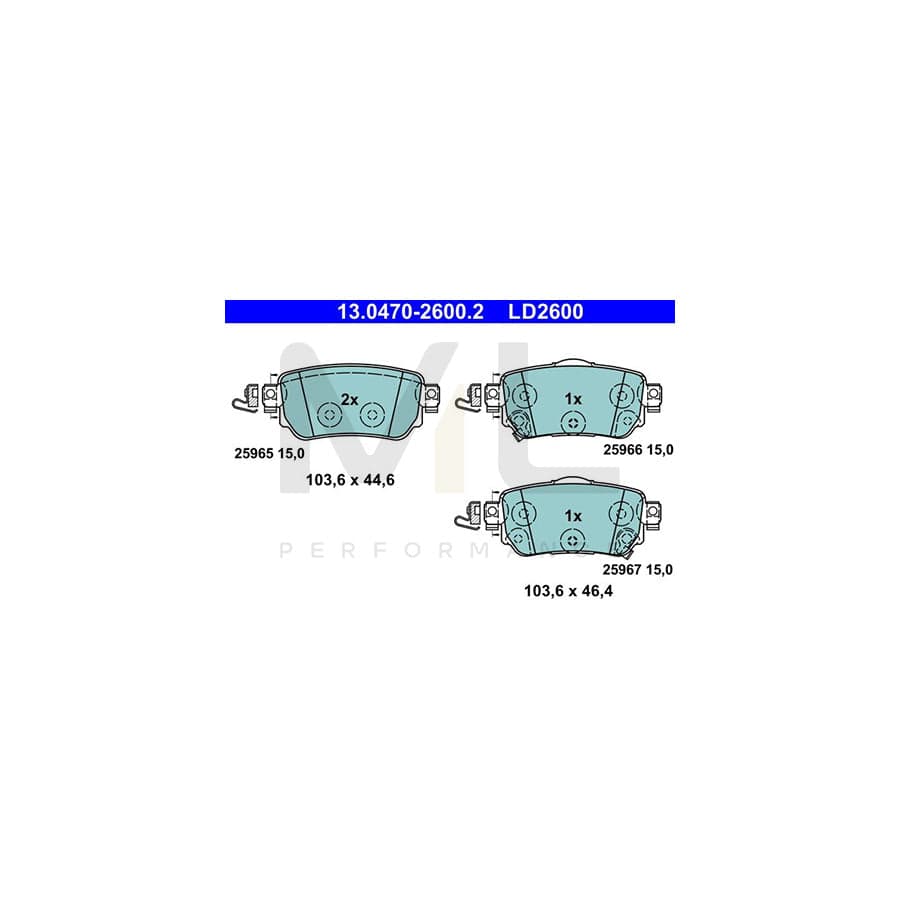 ATE 13.0470-2600.2 Brake pad set with acoustic wear warning | ML Performance Car Parts