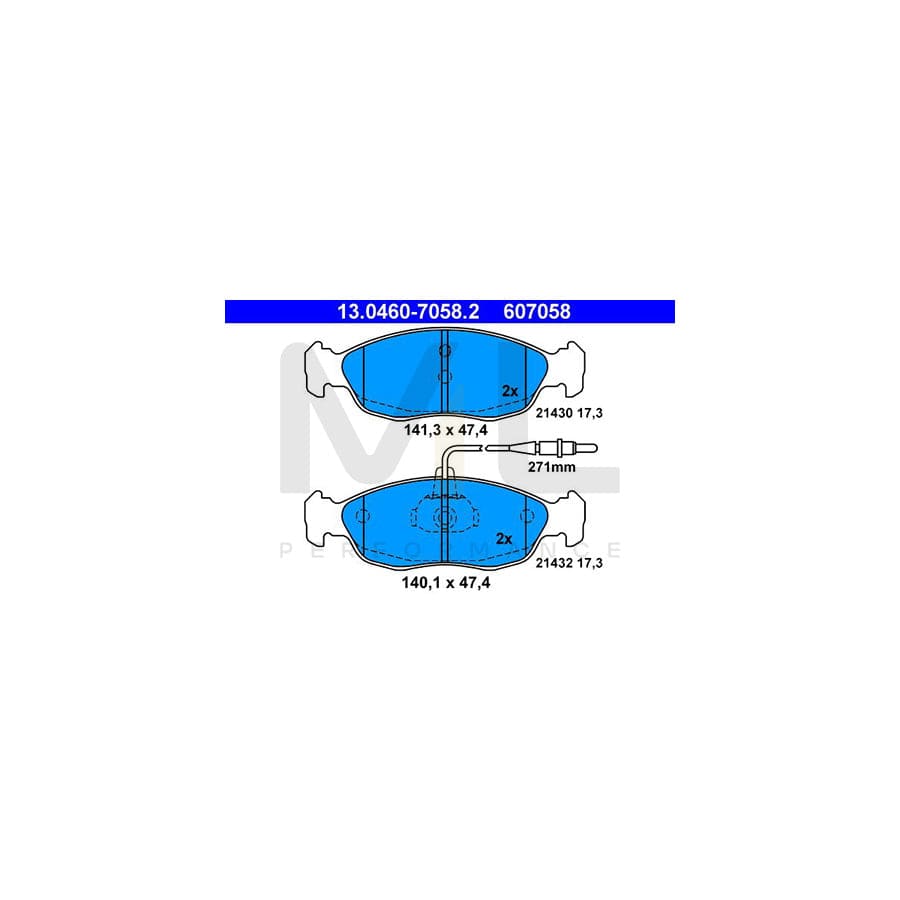 ATE 13.0460-7058.2 Brake pad set incl. wear warning contact | ML Performance Car Parts