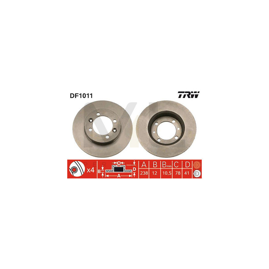 TRW DF1011 Brake Disc for RENAULT 9 Saloon (L42_) Solid | ML Performance Car Parts