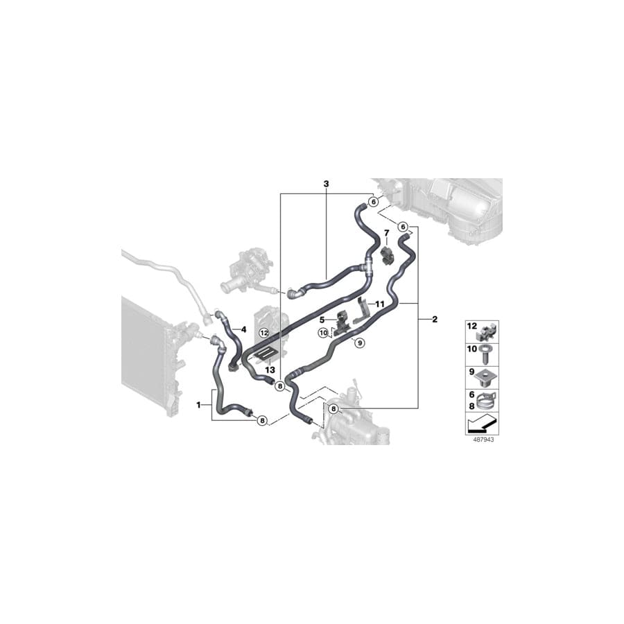 Genuine BMW 64219299664 G30 G31 G11 Coolant Hose, Return Heat exchanger - switch valve (Inc. 740Li, 740LiX & 740i) | ML Performance UK Car Parts