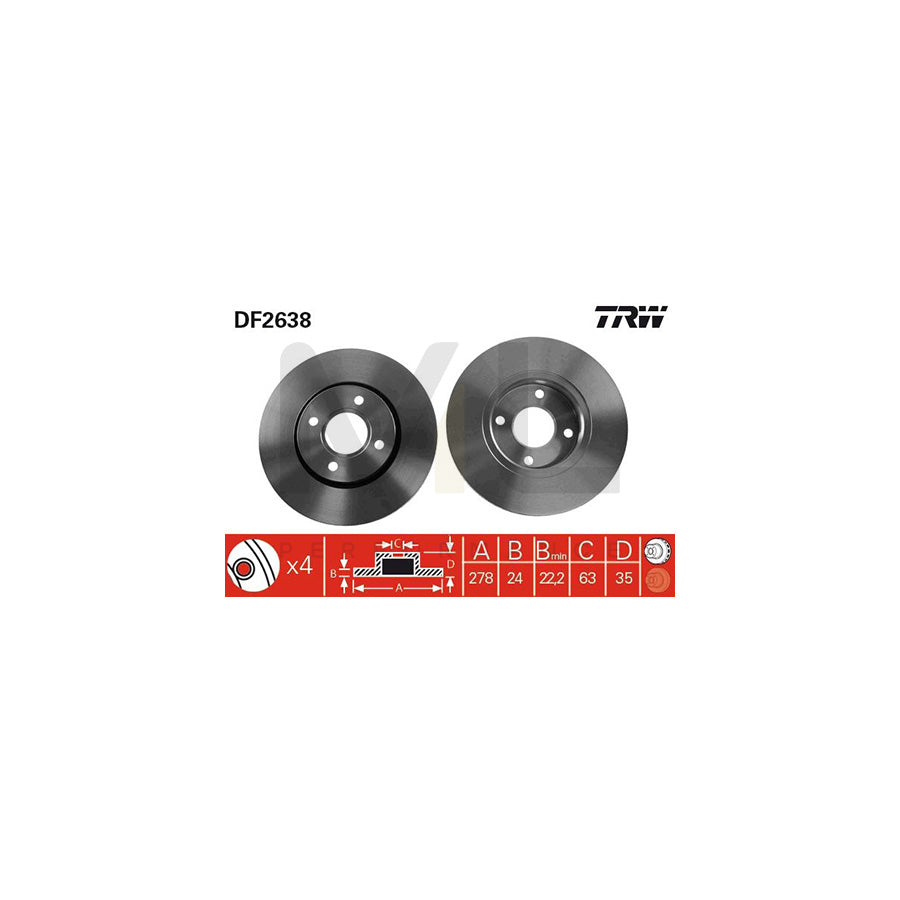 TRW DF2638 Brake Disc Vented | ML Performance Car Parts