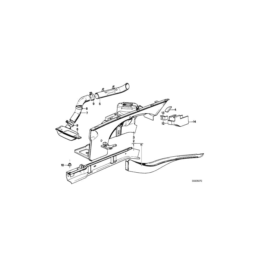 Genuine BMW 51711900172 E23 Air Channel (Inc.  & 745i) | ML Performance UK Car Parts