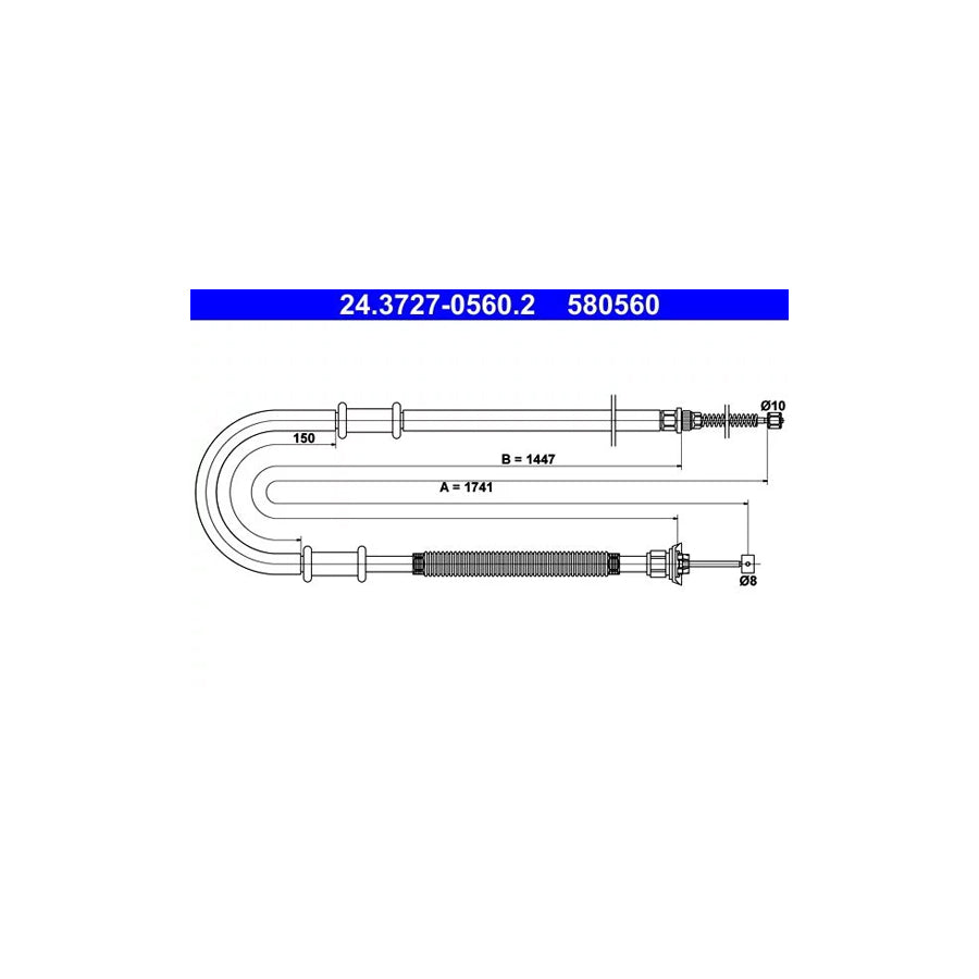 ATE 24.3727-0560.2 Hand Brake Cable For Fiat Doblo