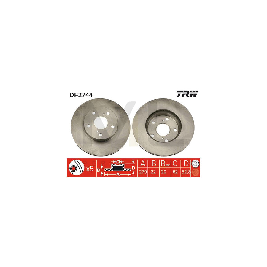 TRW DF2744 Brake Disc for TOYOTA Previa / Estima I (XR10, XR20) Vented | ML Performance Car Parts