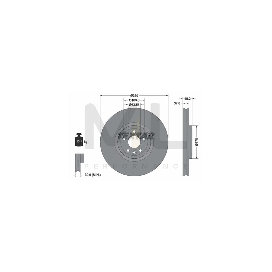 TEXTAR 92308205 Brake Disc Internally Vented, Coated, High-carbon, without wheel hub | ML Performance Car Parts