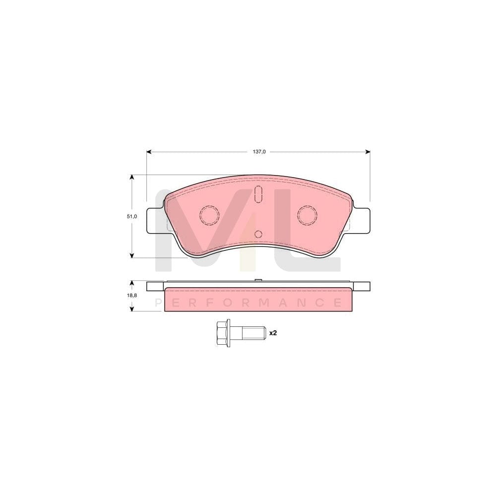 TRW Gdb1462 Brake Pad Set Not Prepared For Wear Indicator | ML Performance Car Parts