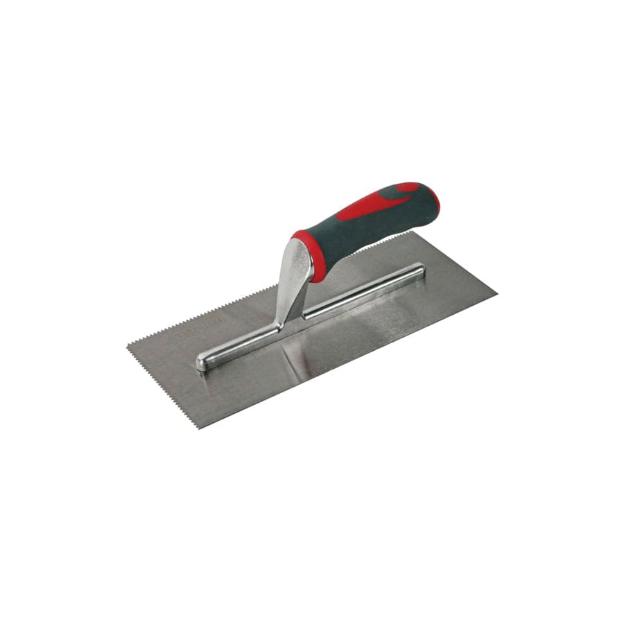 Faithfull FAISGTNOT3 Notched Trowel V 3mm Soft Grip Handle 11 x 4.1/2in | ML Performance UK