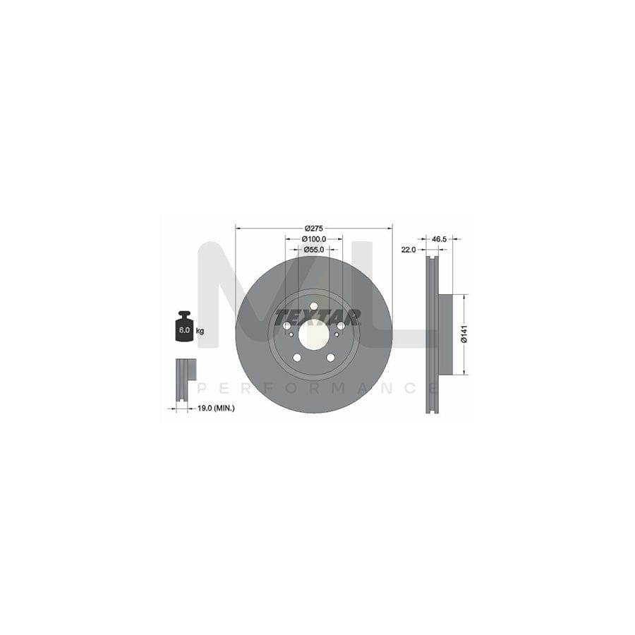 TEXTAR 92199300 Brake Disc Internally Vented, without wheel hub, without wheel studs | ML Performance Car Parts