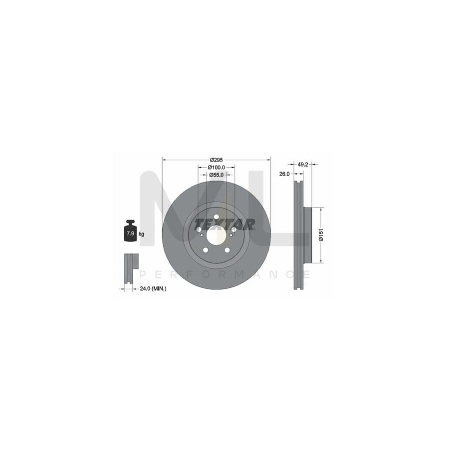 TEXTAR PRO 92135603 Brake Disc for TOYOTA AVENSIS Internally Vented, Coated, without wheel hub, without wheel studs | ML Performance Car Parts