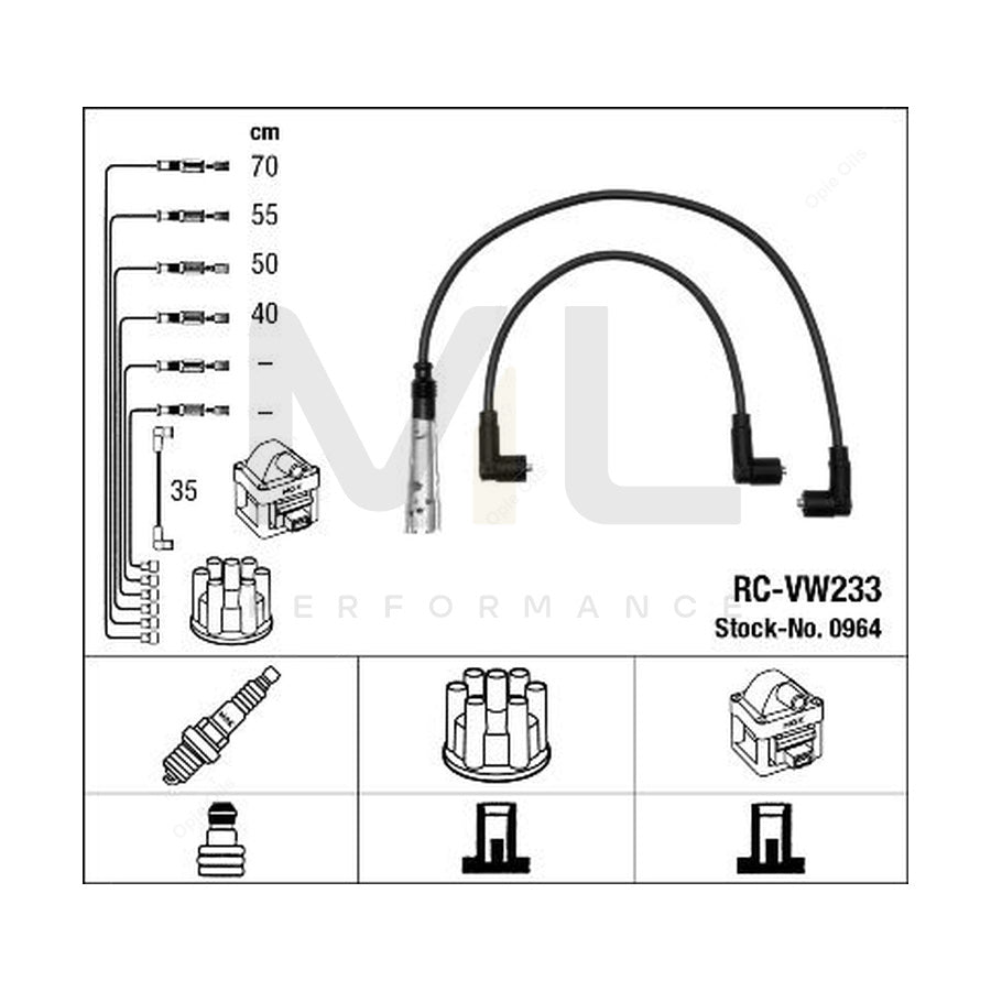 NGK Ignition Cable Kit RC-VW233 (NGK0964) | ML Car Parts UK | ML Performance