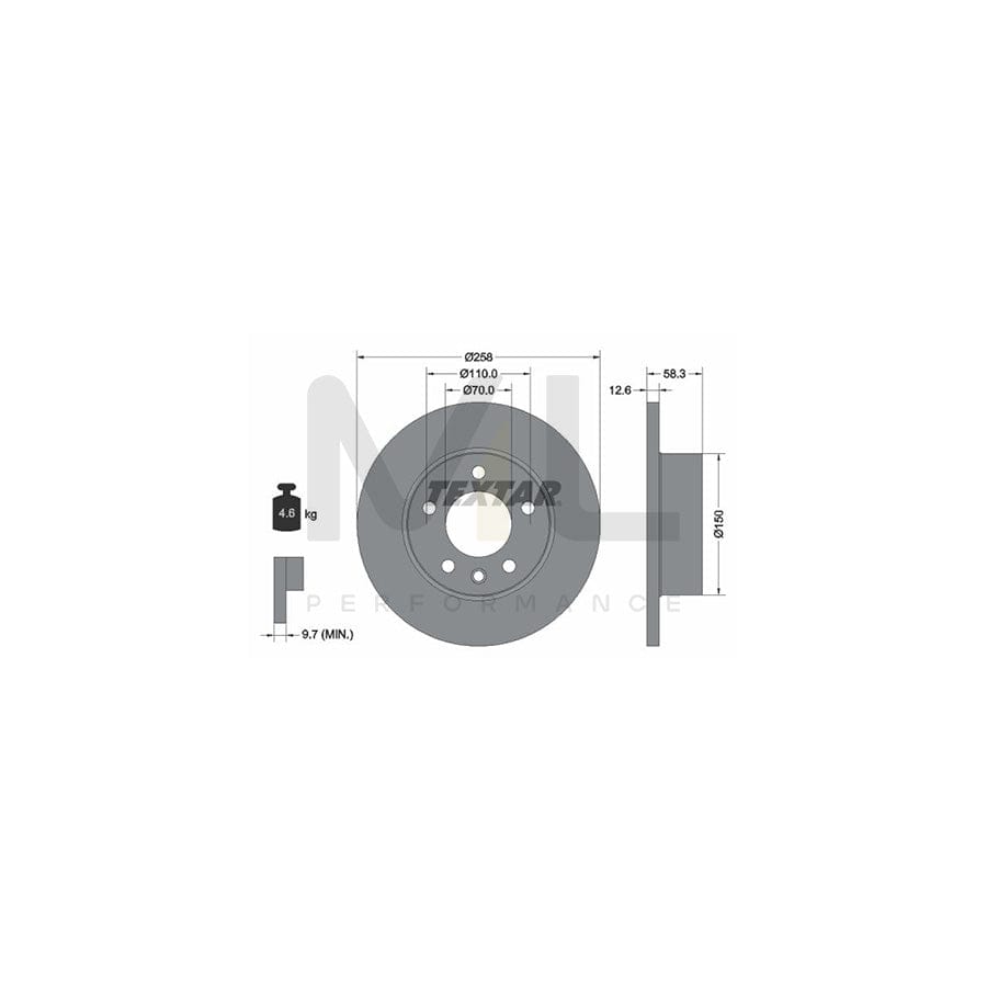 TEXTAR 92038000 Brake Disc Solid, without wheel hub, without wheel studs | ML Performance Car Parts