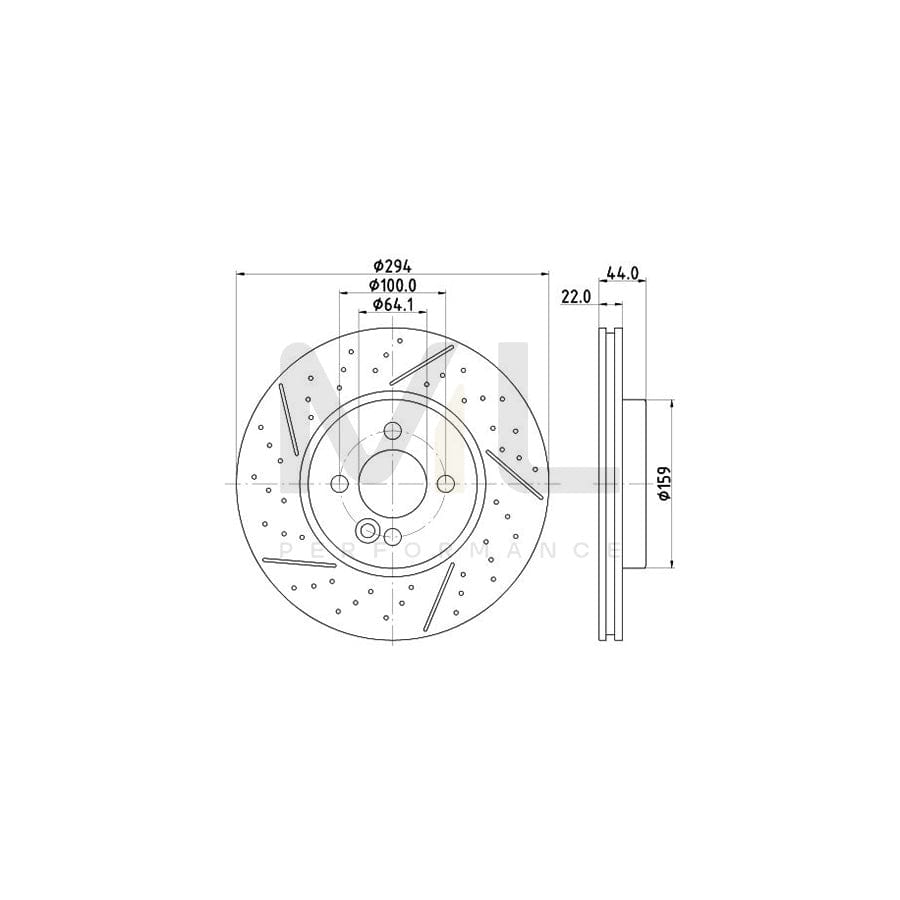 HELLA PRO 8DD 355 116-211 Brake Disc Internally Vented, Perforated, Coated, without wheel hub, without wheel studs | ML Performance Car Parts