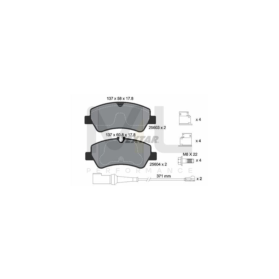 TEXTAR 2560303 Brake pad set incl. wear warning contact, with brake caliper screws, with accessories | ML Performance Car Parts