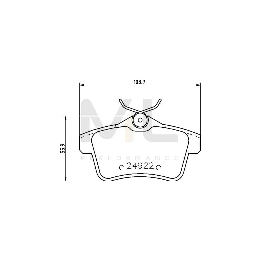 Hella 8DB 355 014-531 Brake Pad Set Not Prepared For Wear Indicator, With Accessories | ML Performance Car Parts