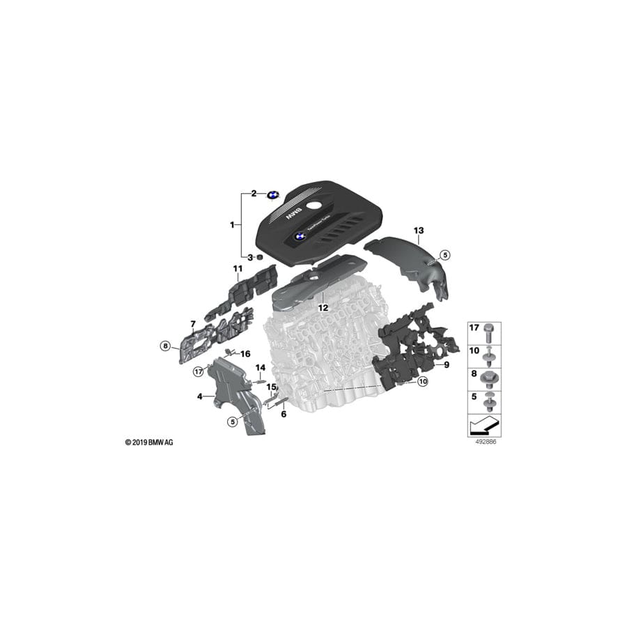 Genuine BMW 11148587719 G06 G11 G20 Bracket For Acoustic Cover (Inc. X6 30dX, 730d & X7 30dX) | ML Performance UK Car Parts