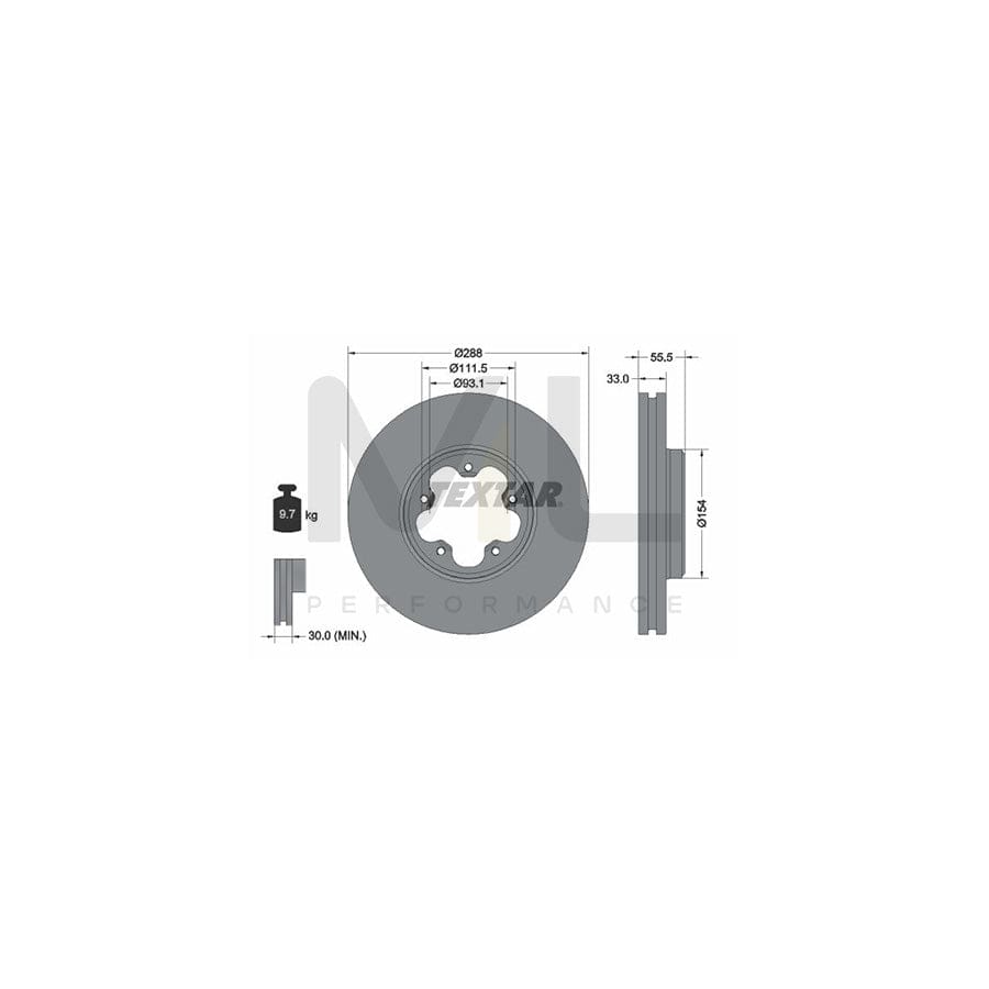 TEXTAR PRO 93260603 Brake Disc Internally Vented, Coated, without wheel hub, without wheel studs | ML Performance Car Parts