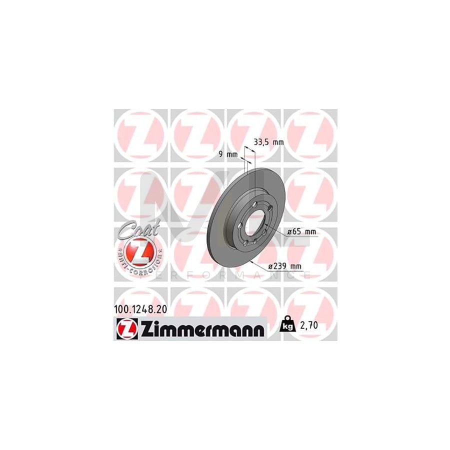 ZIMMERMANN COAT Z 100.1248.20 Brake Disc Solid, Coated | ML Performance Car Parts