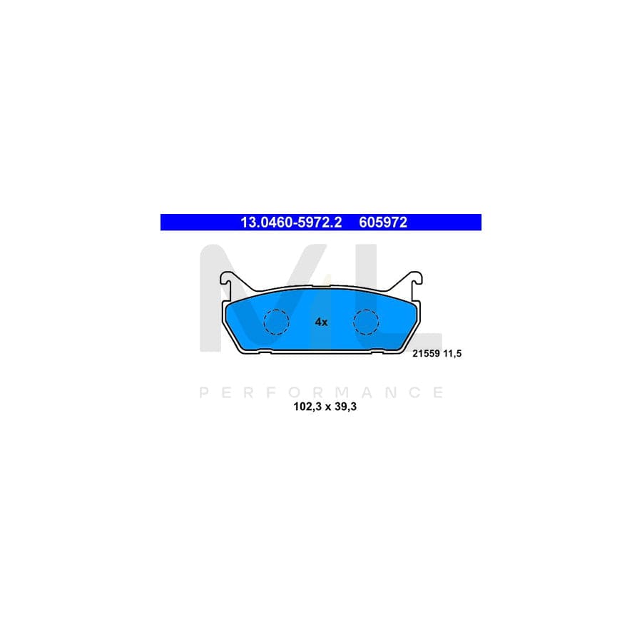 ATE 13.0460-5972.2 Brake pad set excl. wear warning contact, not prepared for wear indicator | ML Performance Car Parts