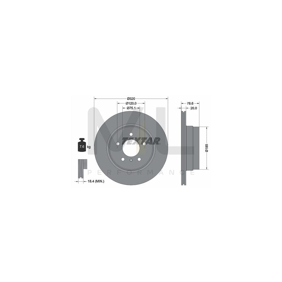 TEXTAR PRO 92161103 Brake Disc Internally Vented, Coated, without wheel hub, without wheel studs | ML Performance Car Parts