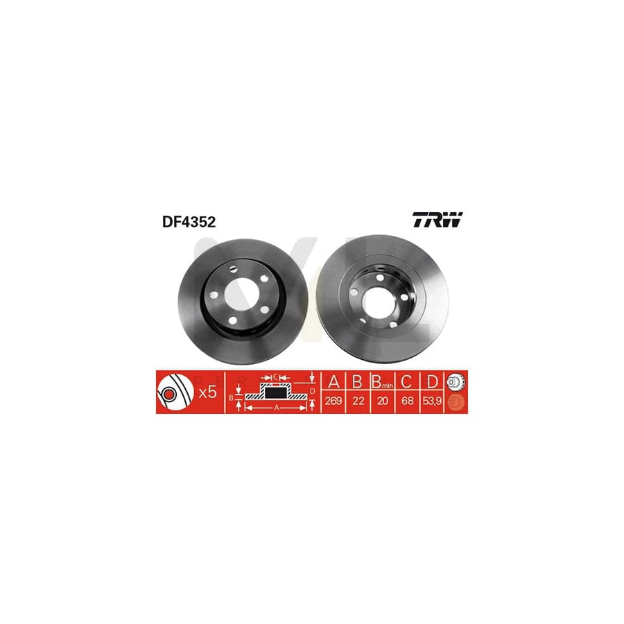 TRW DF4352 Brake Disc Vented, Painted | ML Performance Car Parts