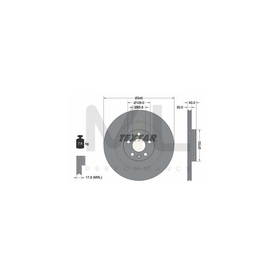 TEXTAR 92304503 Brake Disc Internally Vented, Coated, without wheel hub, without wheel studs | ML Performance Car Parts