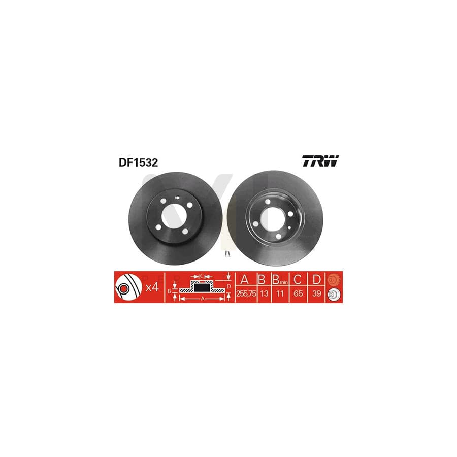 TRW DF1532 Brake Disc Solid, Painted, High-carbon | ML Performance Car Parts