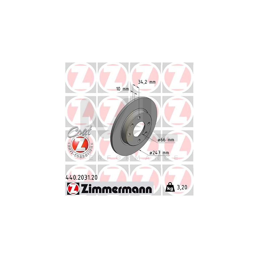 ZIMMERMANN COAT Z 440.2031.20 Brake Disc Solid, Coated | ML Performance Car Parts