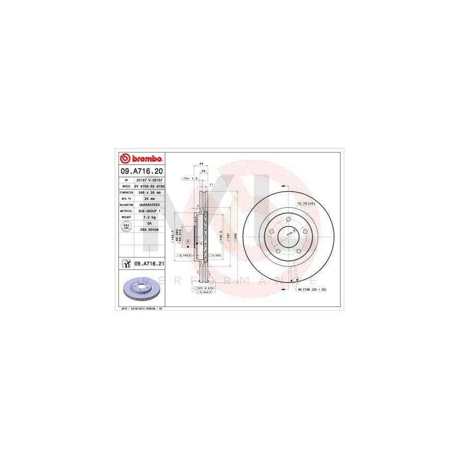 BREMBO 09.A716.20 Brake Disc Internally Vented | ML Performance Car Parts