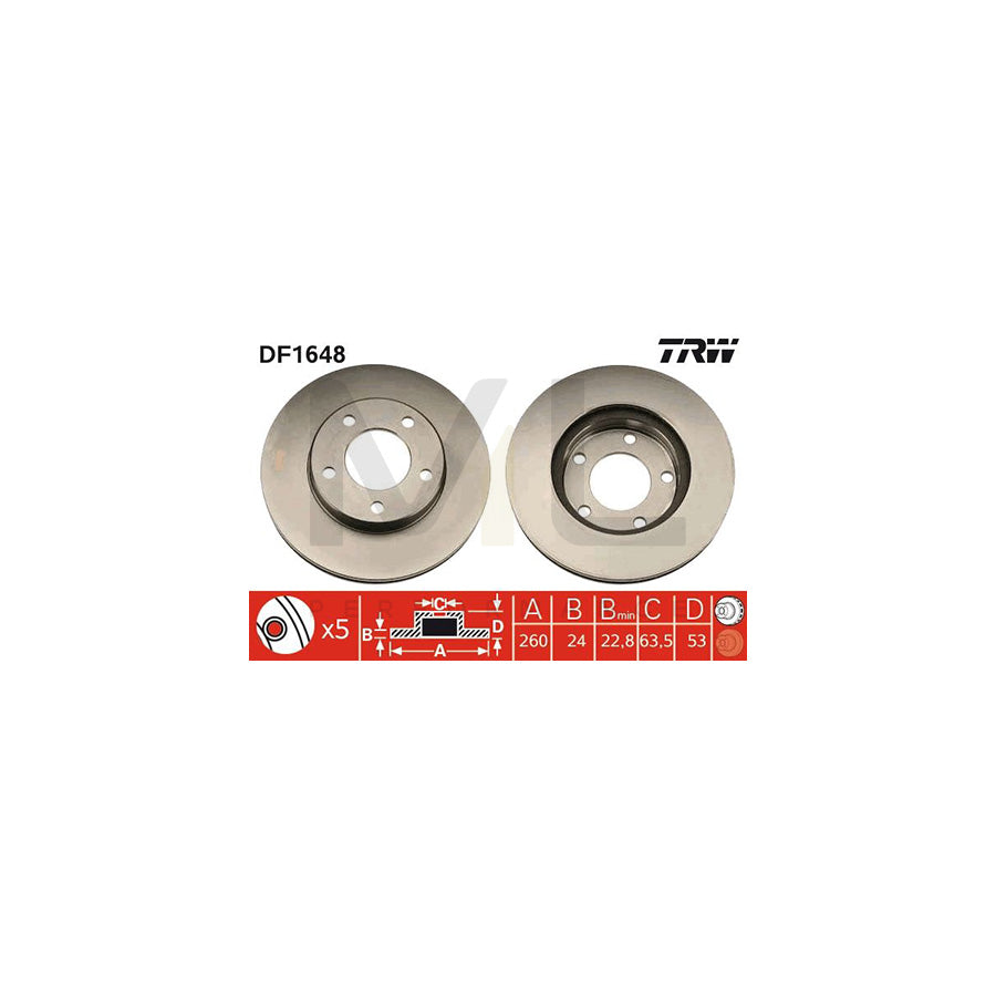 TRW DF1648 Brake Disc Vented | ML Performance Car Parts