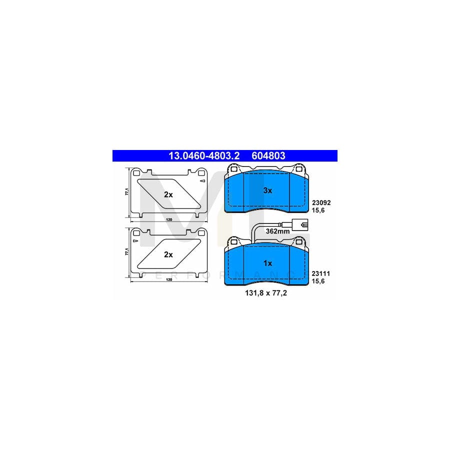 ATE 13.0460-4803.2 Brake pad set for ALFA ROMEO 156 Sportwagon (932) incl. wear warning contact, with accessories | ML Performance Car Parts