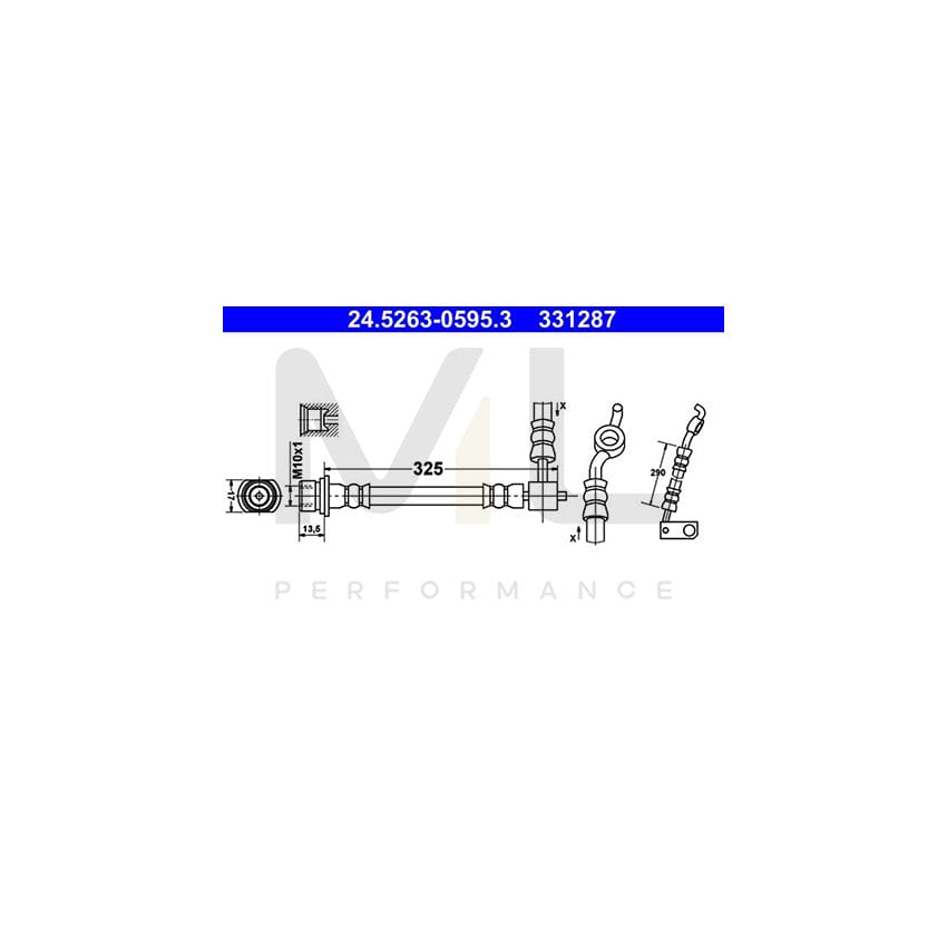 ATE 24.5263-0595.3 Brake Hose for TOYOTA Yaris I Hatchback (P1) 325mm, M10x1 | ML Performance Car Parts