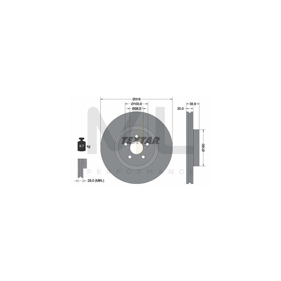 TEXTAR PRO 92236503 Brake Disc Internally Vented, Coated, without wheel hub, without wheel studs | ML Performance Car Parts