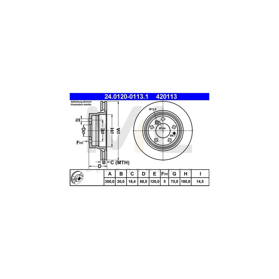 ATE 24.0120-0113.1 Brake Disc for BMW 7 (E32) Vented, High-carbon | ML Performance Car Parts