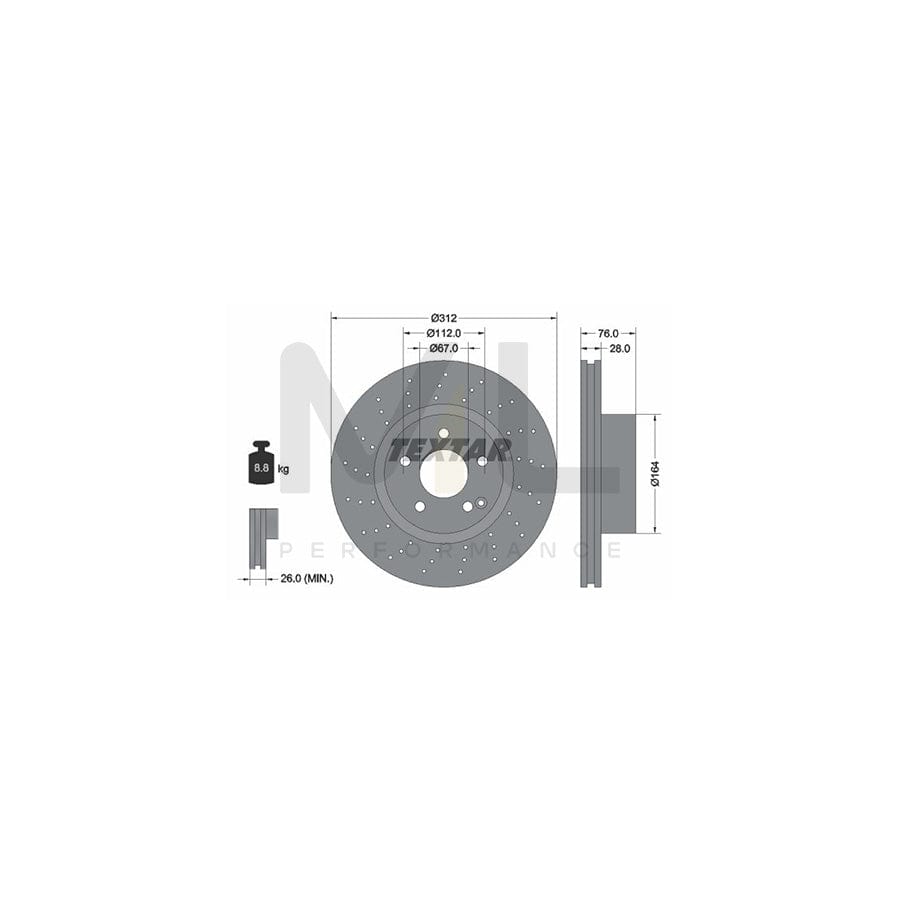 TEXTAR PRO+ 92099305 Brake Disc suitable for MERCEDES-BENZ S-Class Internally Vented, Perforated, Coated, High-carbon, without wheel hub, without wheel studs | ML Performance Car Parts