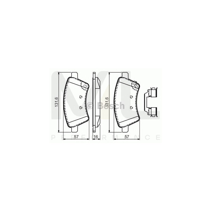 Bosch 0986494584 Brake Pad Set With Acoustic Wear Warning, With Anti-Squeak Plate, With Bolts/Screws, With Mounting Manual BP1040 | ML Performance Car Parts