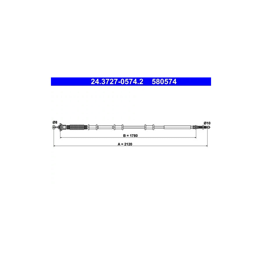 ATE 24.3727-0574.2 Hand Brake Cable For Fiat Doblo