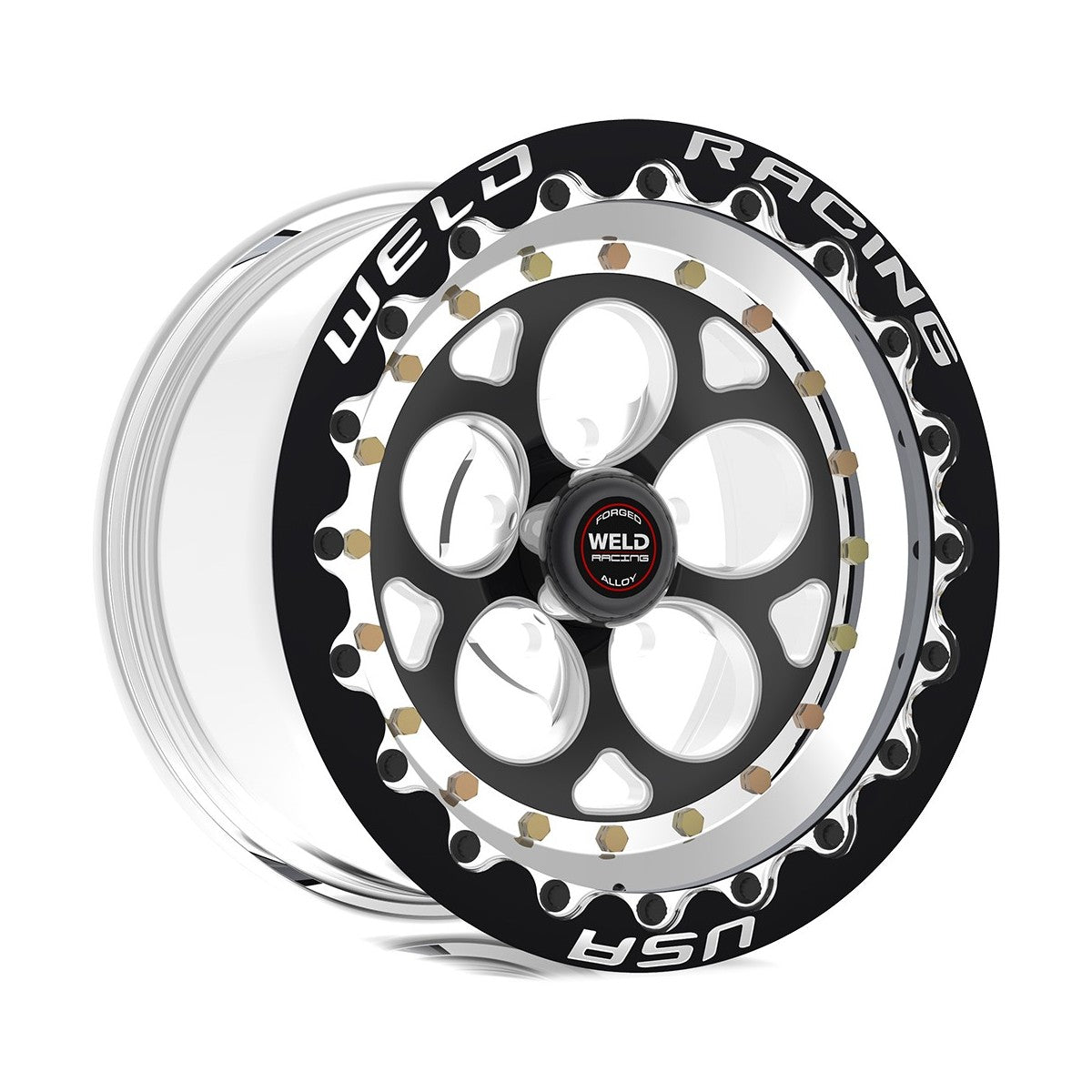 Weld 792B510284F Magnum Iii Beadlock Wheel 15x10 5x4.75 ET51 BS7.5 Black Center - Polished Shell