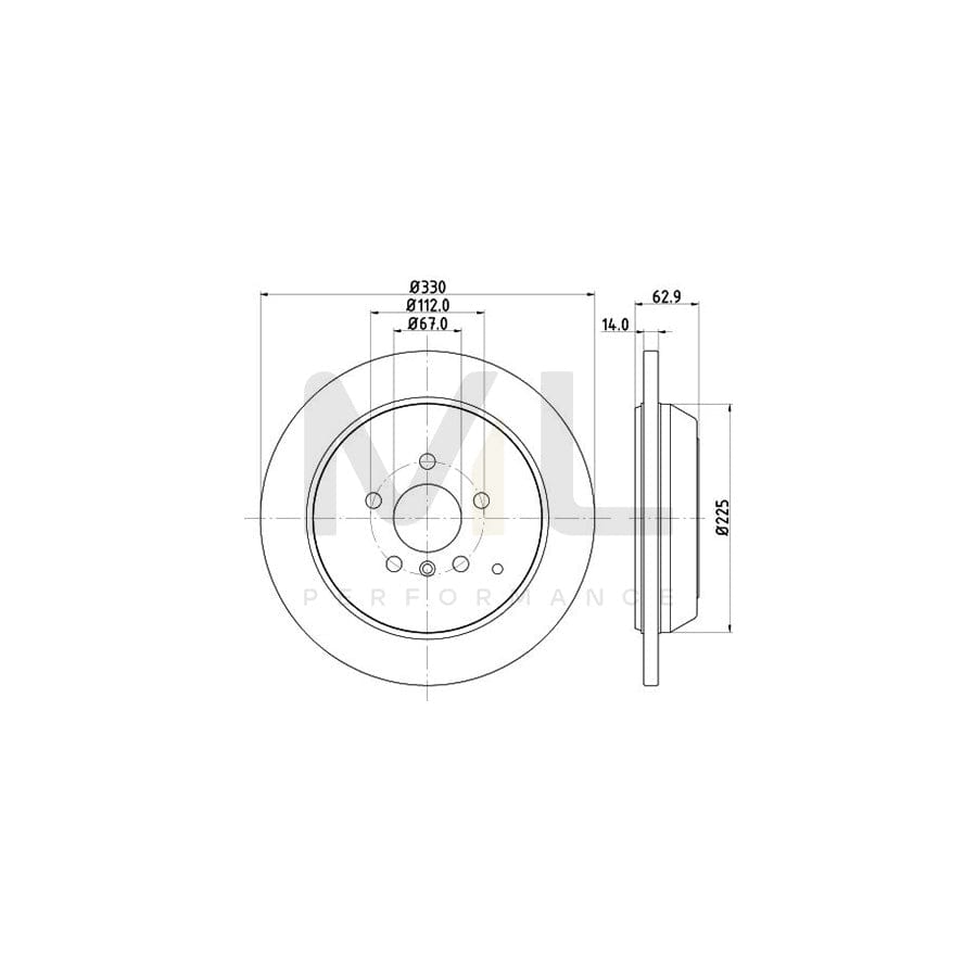 HELLA PRO 8DD 355 113-211 Brake Disc Solid, Coated, without wheel hub, without wheel studs | ML Performance Car Parts