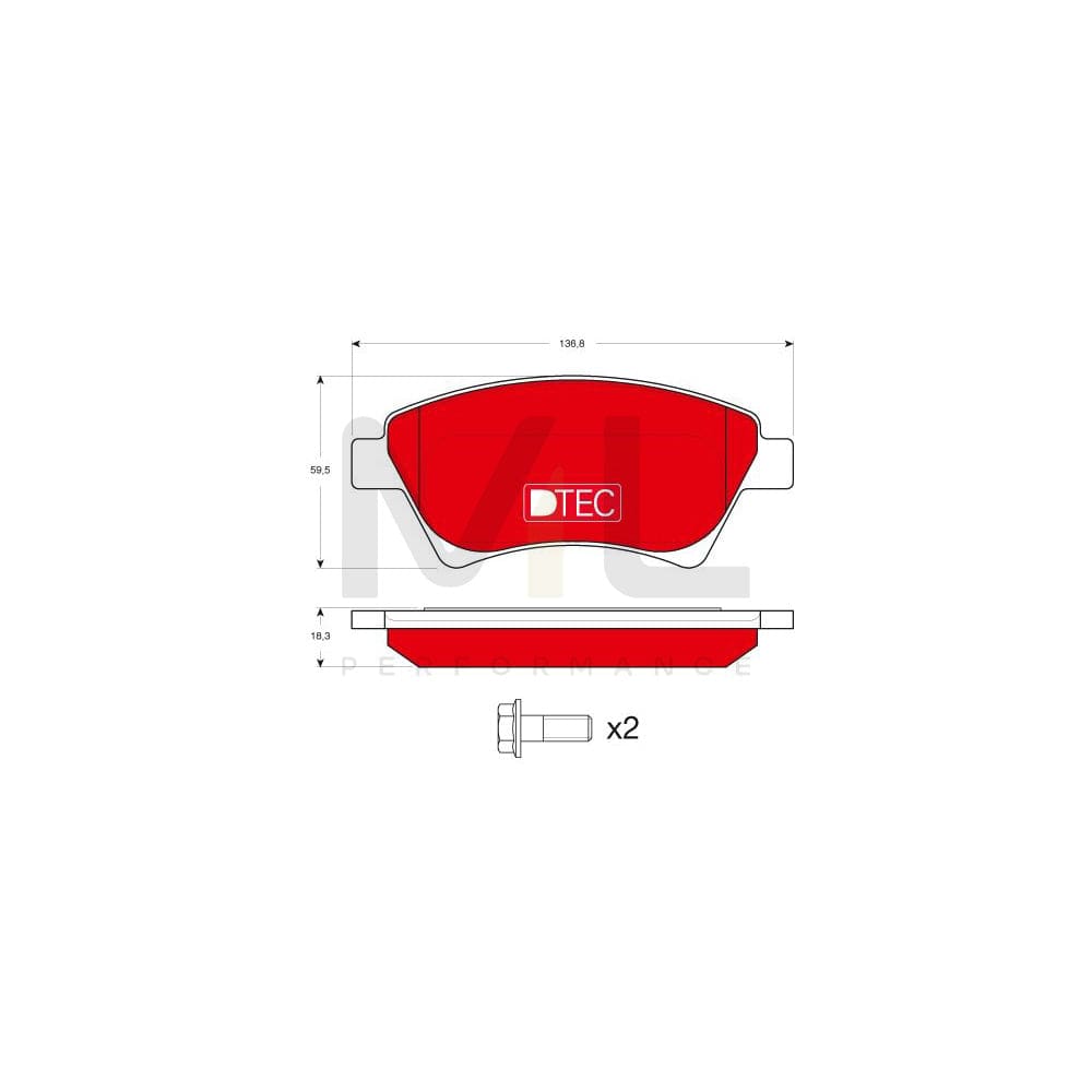 TRW Dtec Cotec Gdb1552Dte Brake Pad Set Not Prepared For Wear Indicator, With Brake Caliper Screws, With Accessories | ML Performance Car Parts